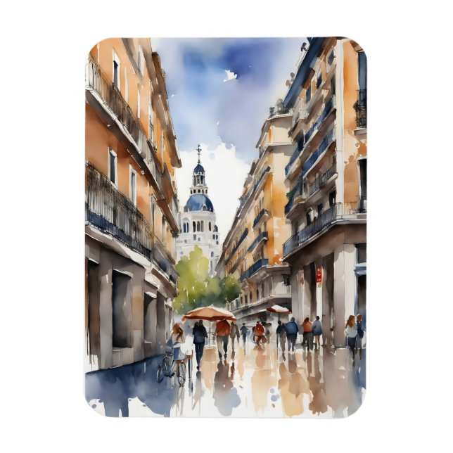 Vattenfärgskonst i Madrid Magnet (Vertikal)