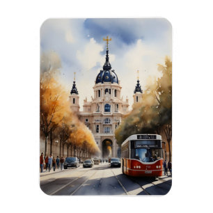 Vattenfärgskonst i Madrid Magnet