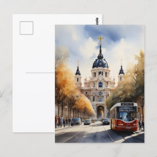 Vattenfärgskonst i Madrid Vykort
