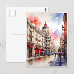 Vattenfärgskonst i Madrid Vykort