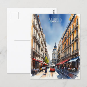 Vattenfärgskonst i Madrid Vykort