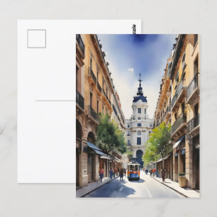 Vattenfärgskonst i Madrid Vykort