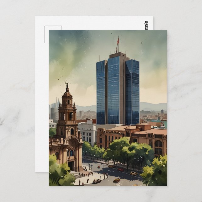 Vattenfärgskonst i Mexiko Vykort (Fram/baksida)