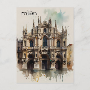 Vattenfärgskonst i Milano Vykort