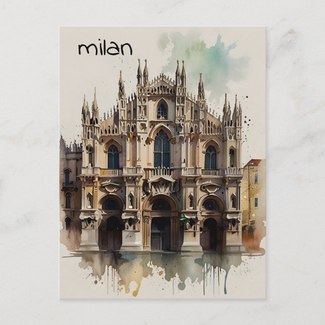 Vattenfärgskonst i Milano Vykort (Framsida)