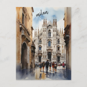 Vattenfärgskonst i Milano Vykort