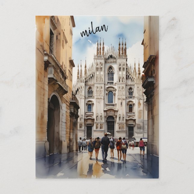 Vattenfärgskonst i Milano Vykort (Framsida)