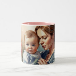Vattenfärgskonst i mor och Baby Två-Tonad Mugg