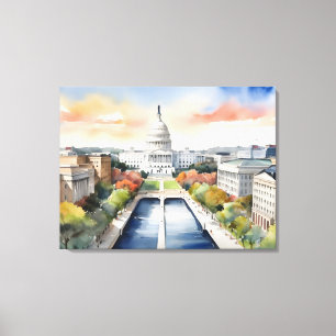 Vattenfärgskonst i Washington DC Canvastryck