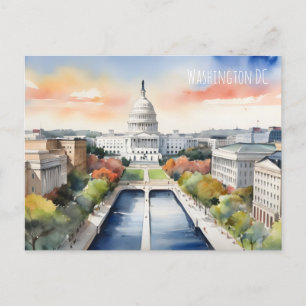 Vattenfärgskonst i Washington DC Vykort
