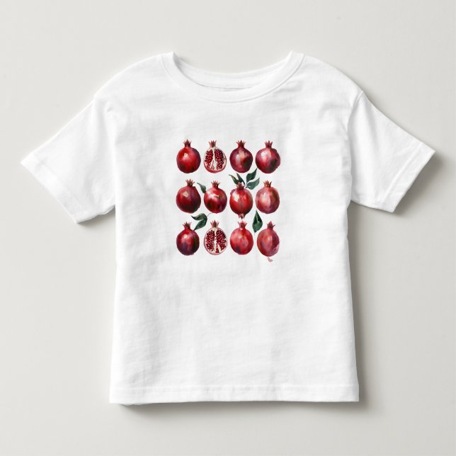 Vattenfärgskonst med granatäpple t shirt (Framsida)