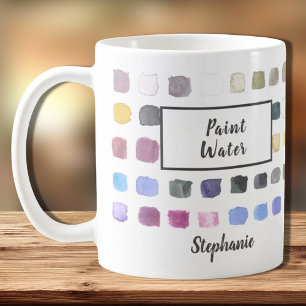 Vattenfärgskonst Namn Monogram Paint Vatten Kaffemugg