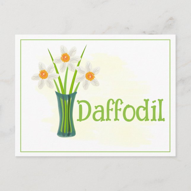 Vattenfärgskonst Narcissblomma Mars Födelsedag Vykort (Framsida)