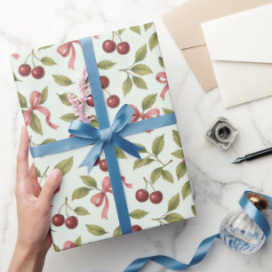 Vattenfärgskörsbär med Bow - Elegant Frukt Presentpapper