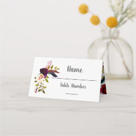 Vattenfärgskort Blommigt Boho Chic bröllop bord Placeringskort