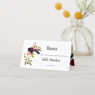Vattenfärgskort Blommigt Boho Chic bröllop bord Placeringskort