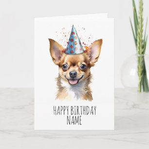 Vattenfärgskort Chihuahua Birthday Card Kort