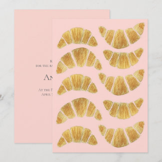 Vattenfärgskort Croissant Rose  Inbjudan