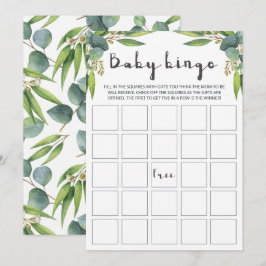 Vattenfärgskort Eucalyptus Neutralt Baby Bingo-kor