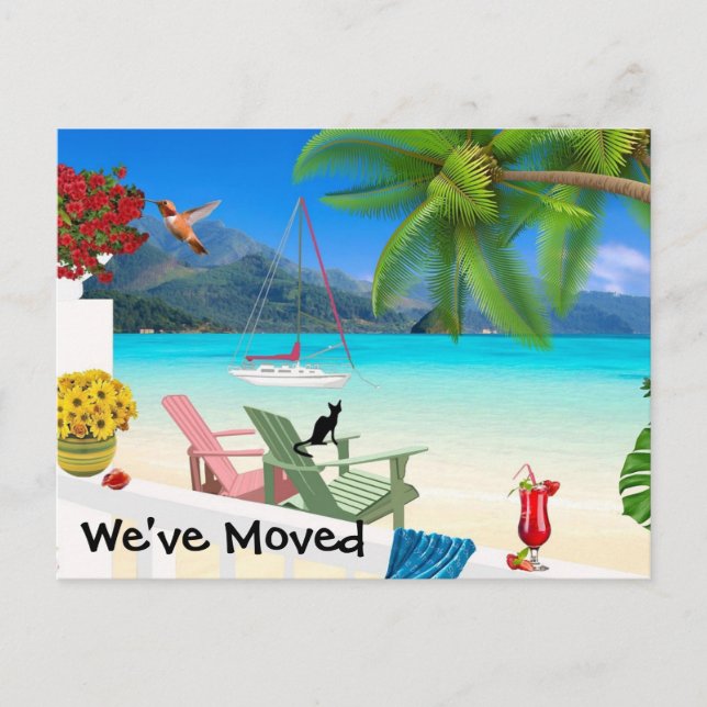 Vattenfärgskort för adressändring meddelande vykort (Framsida)