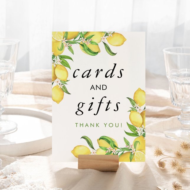 Vattenfärgskort för Lemon-Möhippor och gåvor Bordsnummer (Skapare uppladdad)