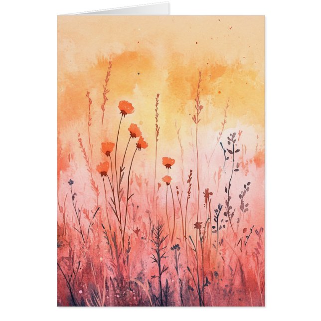 Vattenfärgskort för naturanteckning - Wildblomssol OBS Kort (Framsidan)