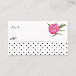 Vattenfärgskort för peonier och punkter Bröllop Placeringskort