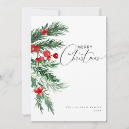 Vattenfärgskort gräs och Helgdag julkort för bär