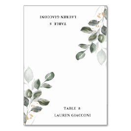 Vattenfärgskort Greenery Bord Tält PlaceCard Bordsnummer