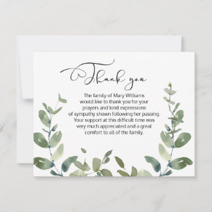 Vattenfärgskort Greenery Funeral Tackkort Card Tack Kort