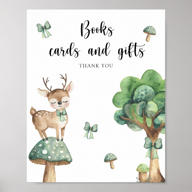 Vattenfärgskort Hjort - bokar-kort och-presenter p Poster (Framsidan)