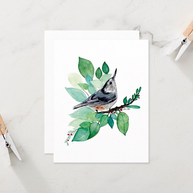 Vattenfärgskort i Elegant (Nuthatch Elegant Watercolor Blank Note Cards from Jenn Steffen Art)