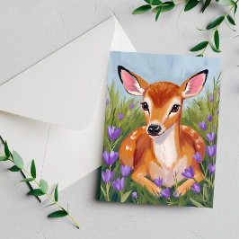 Vattenfärgskort med djurmotiv - Älgkalv