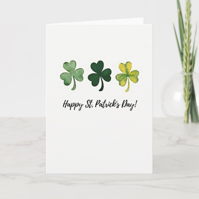 Vattenfärgskort med shamrock-mönster kort (Framsida)