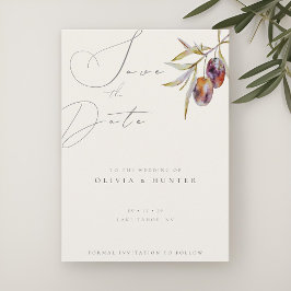 Vattenfärgskort Olive Gren Bröllop spara datum