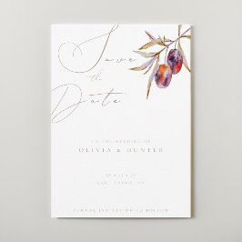 Vattenfärgskort Olive Gren Bröllop spara datum