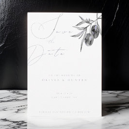 Vattenfärgskort Olive Gren Bröllop spara datum