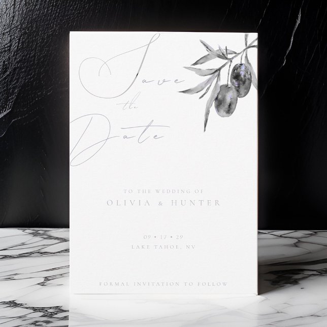 Vattenfärgskort Olive Gren Bröllop spara datum (Skapare uppladdad)