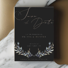 Vattenfärgskort Olive Gren Bröllop spara datum