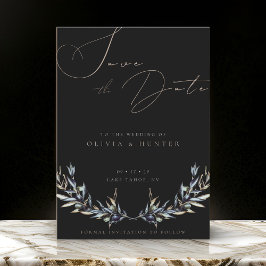 Vattenfärgskort Olive Gren Bröllop spara datum