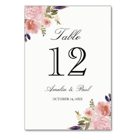 Vattenfärgskort Peonies Rosa Bröllop Bordsnummer C