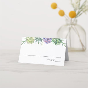 Vattenfärgskort Succulent Namn Place Cards Placeringskort