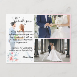 Vattenfärgskort tack för bröllop med rosor vykort