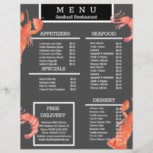 Vattenfärgskrabba Grill Restaurang Meny