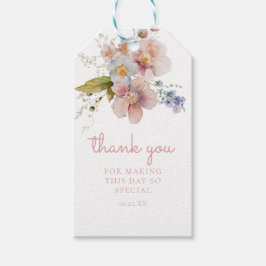 Vattenfärgskräm Rosa Blommig Tacksamhet Presentetikett