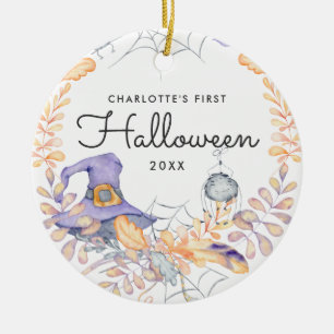 Vattenfärgskrans Baby First Halloween Julgransprydnad Keramik