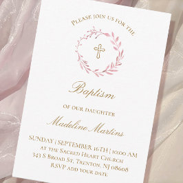 vattenfärgskrans | Baptism-inbjudan Inbjudningar