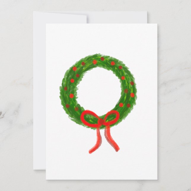 Vattenfärgskrans Julkort  (Framsida)