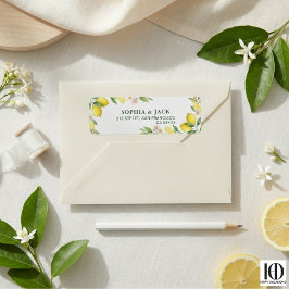 Vattenfärgskrans Medelhavet Citrus Bröllop Returadress Etikett