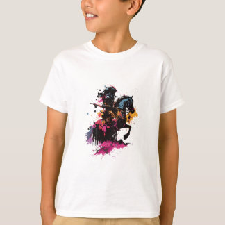 Vattenfärgskrigare på häst Siluett T Shirt